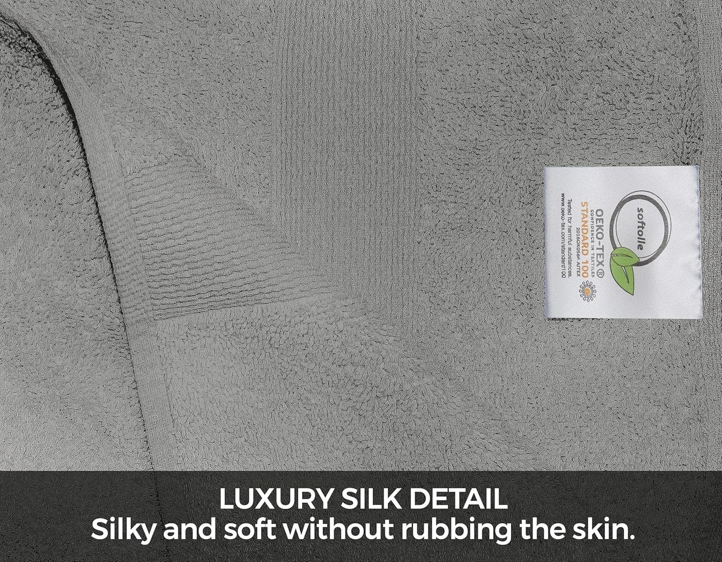 Softolle Luxury 8 Piece Towel Set, 2 Bath Towels 2 Hand Towels 4 Washcloths, Towels for Bathroom, Home, Spa & Gym - Highly Absorbent (Silver Grey)
