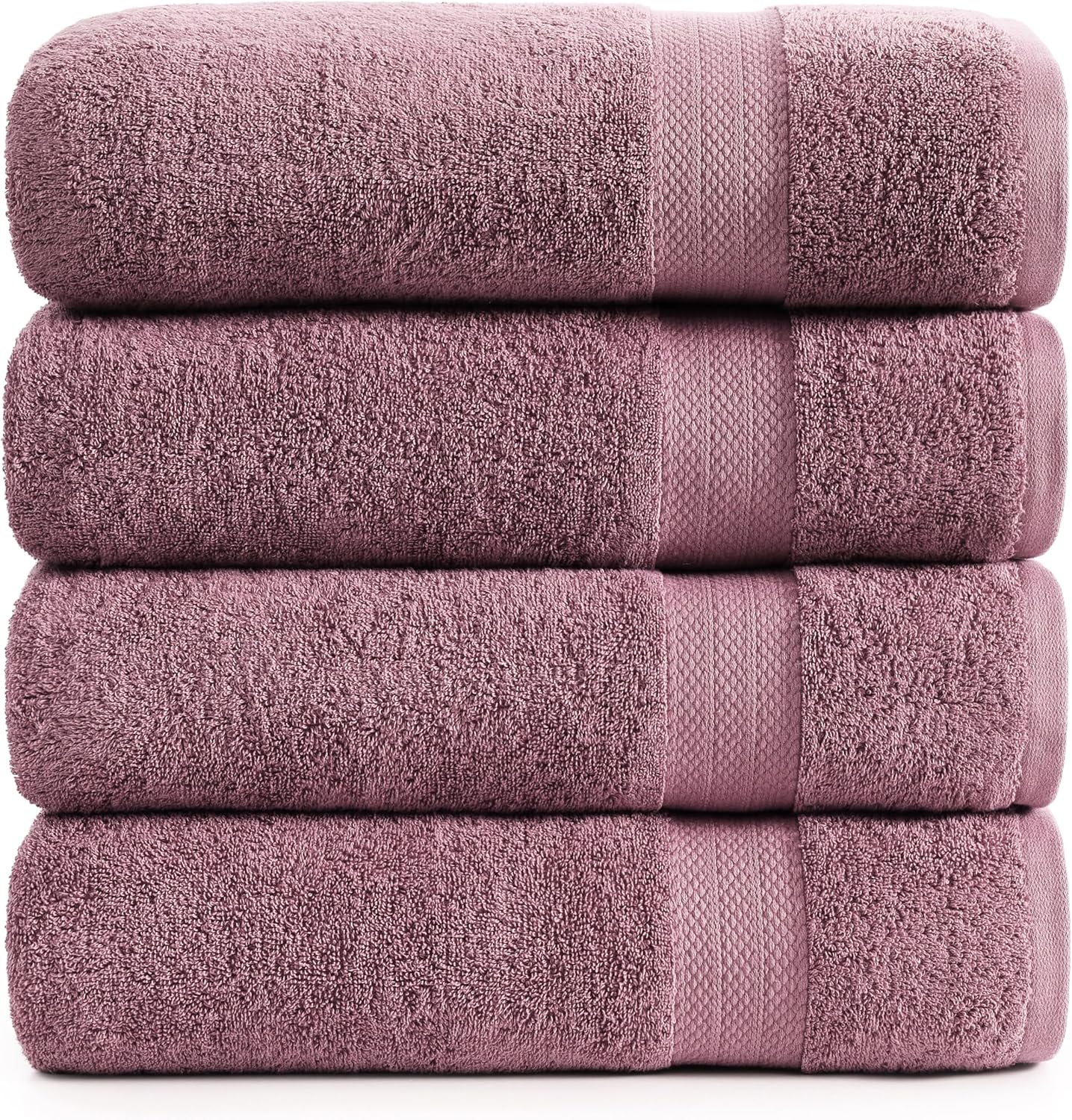 LANE LINEN 100% Cotton Large Bath Towels Set of 4 (28"x54") - Ring Spun Mercerized Cotton Bathroom Towel 4 Pack - Quick Dry, Soft & Absorbent Large Towels Set - Oeko Tex Certified - Wishful Mauve