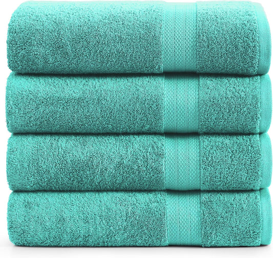 LANE LINEN Bathroom Towels Set (4 Pack)- 100% Cotton Luxury Bath Towels for Bathroom, Soft Shower Towels, Quick Dry Turkish Bath Towels, Super Absorbent Hotel Quality Bath Towel Set (28"x 54")- Teal